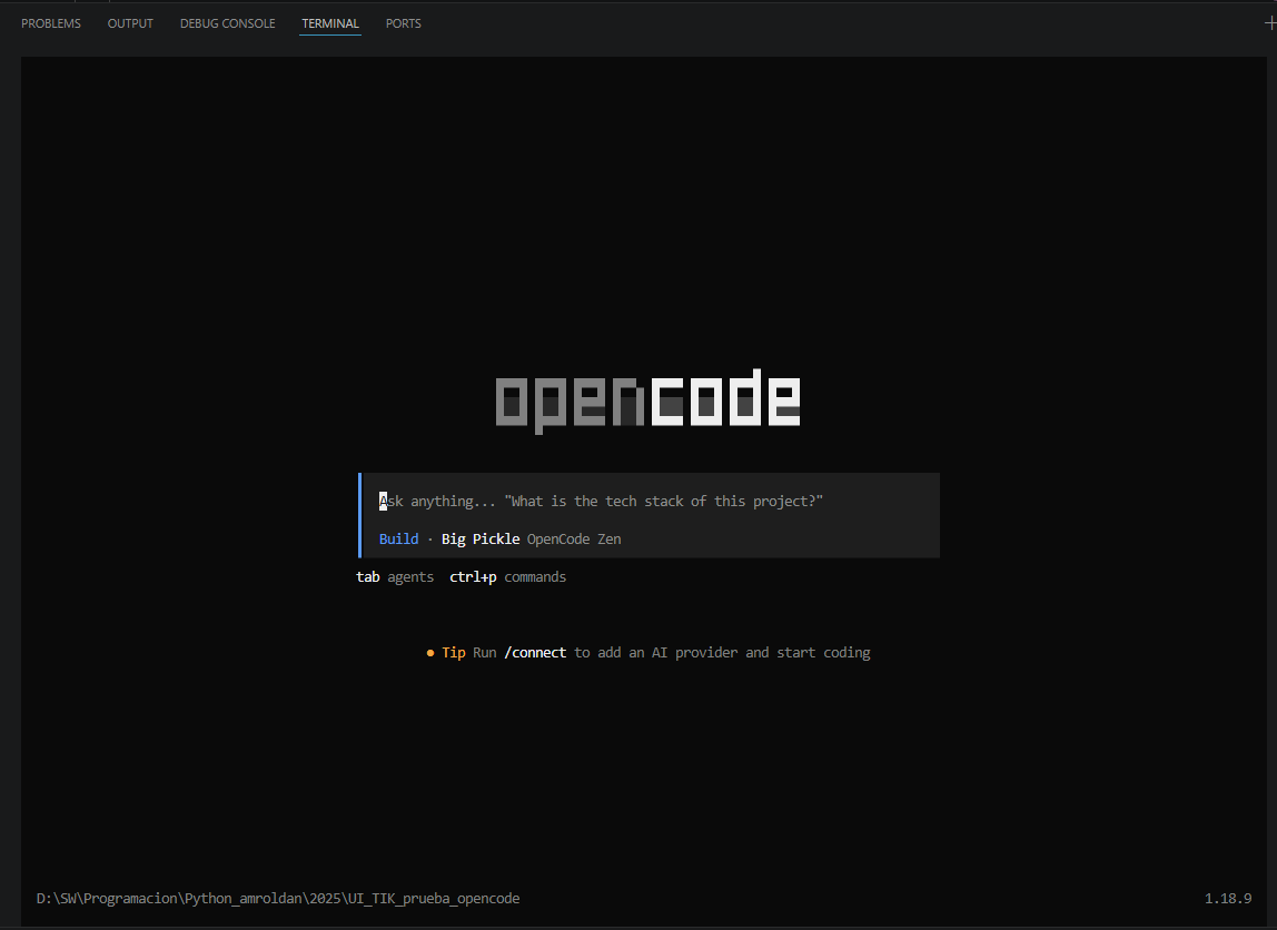 Captura instalación OpenCode 1